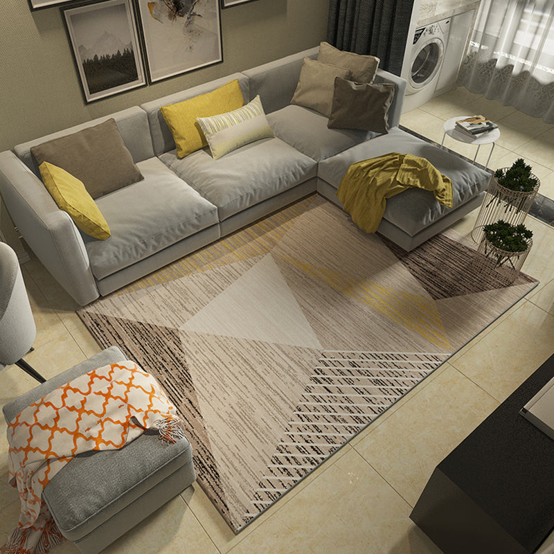Scandinavian Living Room Rug Multi Colored Geometric Print Area Carpet Polyster Non-Slip Backing Easy Care Area Rug