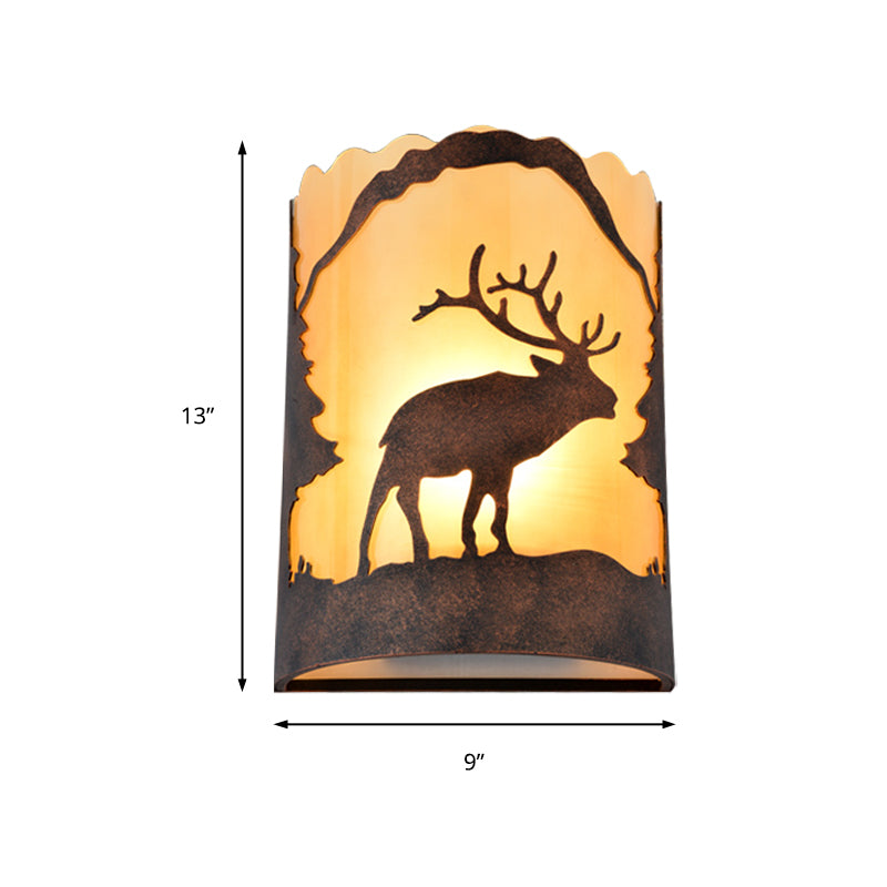 Lámpara de matorral de óxido de metal medio cilindro de 1 cilindro iluminación de pared de pared de 1 luces con sombra de tela
