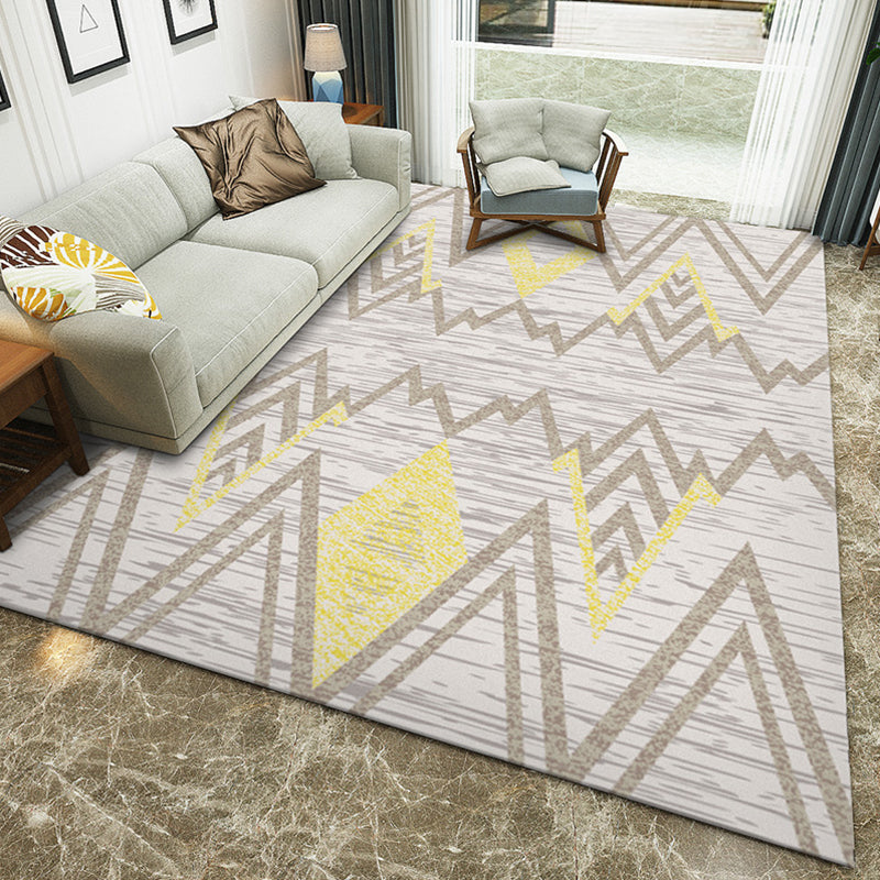 Scandinavian Living Room Rug Multi Colored Geometric Print Area Carpet Polyster Non-Slip Backing Easy Care Area Rug