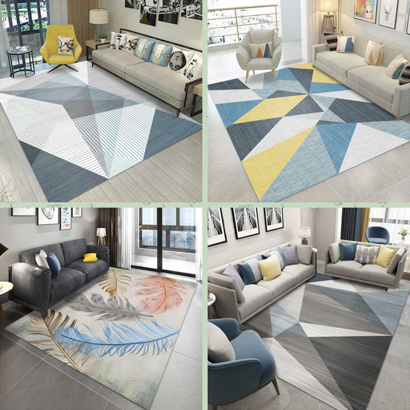 Multi Colored Geometric Pattern Rug Polypropylene Modern Indoor Rug Easy Care Pet Friendly Area Carpet in Living Room