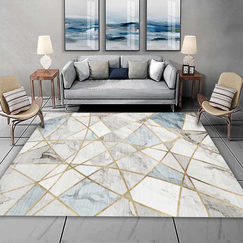 Multi Colored Geometric Pattern Rug Polypropylene Modern Indoor Rug Easy Care Pet Friendly Area Carpet in Living Room