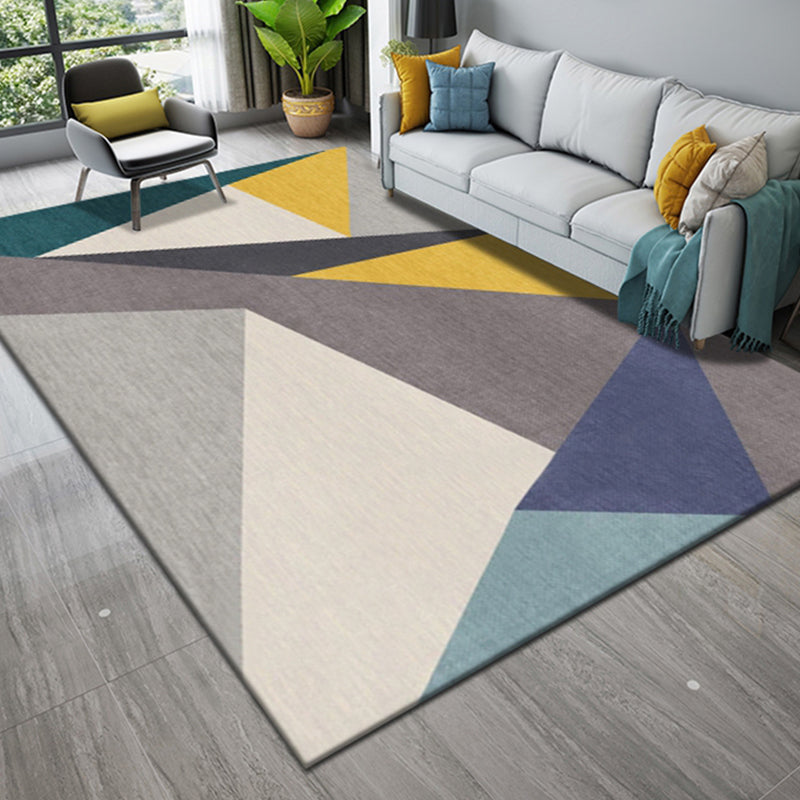 Novelty Living Room Rug Multi Colored Geometric Indoor Rug Polypropylene Non-Slip Backing Pet Friendly Carpet