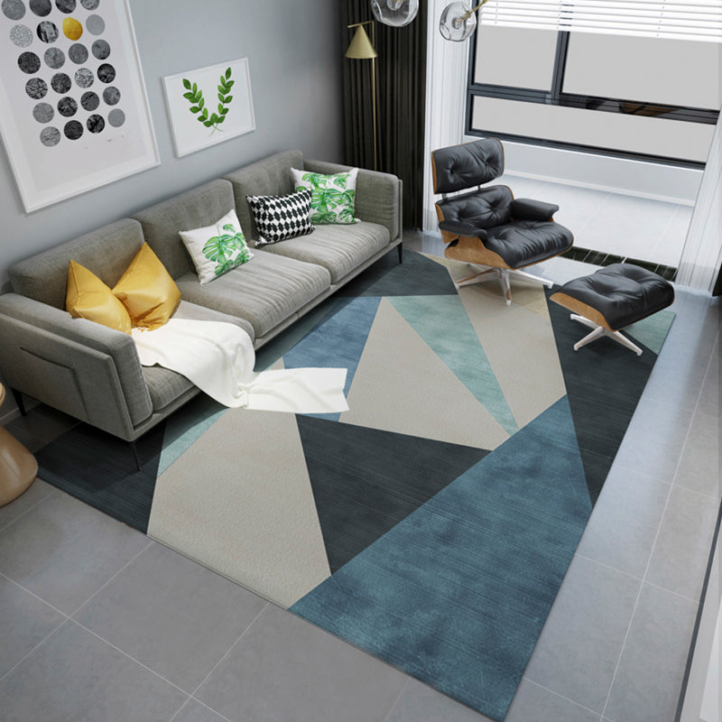 Natural Living Room Rug Multi Colored Geometric Print Indoor Rug Synthetics Non-Slip Backing Washable Area Carpet