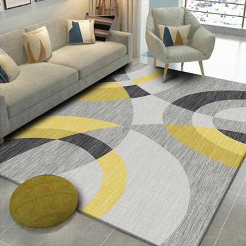 Natural Living Room Rug Multi Colored Geometric Print Indoor Rug Synthetics Non-Slip Backing Washable Area Carpet
