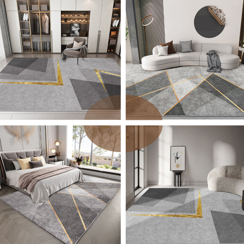 Calming Geometric Patterned Rug Multi Colored Synthetics Area Carpet Non-Slip Backing Easy Care Indoor Rug for Home