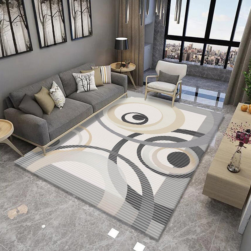 Multi Colored Novelty Rug Polypropylene Geometric Printed Area Carpet Non-Slip Backing Washable Rug for Parlor