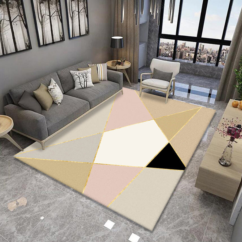 Multi Colored Novelty Rug Polypropylene Geometric Printed Area Carpet Non-Slip Backing Washable Rug for Parlor