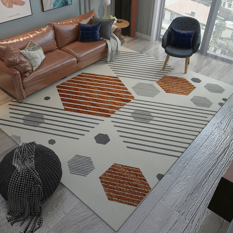 Multi Colored Modern Rug Polypropylene Geometric Area Carpet Anti-Slip Backing Pet Friendly Indoor Rug for Parlor