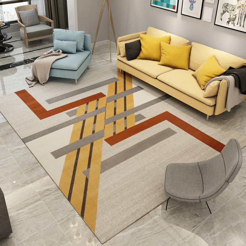 Multi Colored Modern Rug Polypropylene Geometric Area Carpet Anti-Slip Backing Pet Friendly Indoor Rug for Parlor