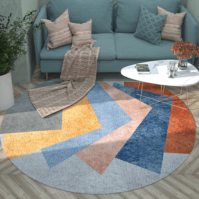 Natural Geometric Pattern Rug Multi Colored Polyster Area Carpet Non-Slip Backing Pet Friendly Indoor Rug for Parlor