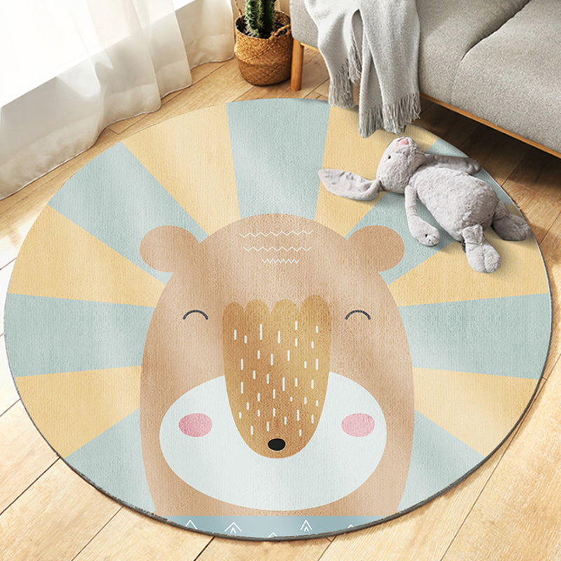Cute Bedroom Rug Multi Colored Cartoon Printed Area Carpet Synthetics Non-Slip Backing Washable Indoor Rug