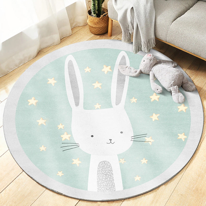 Cute Bedroom Rug Multi Colored Cartoon Printed Area Carpet Synthetics Non-Slip Backing Washable Indoor Rug