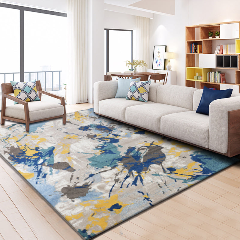 Relaxing Abstract Rug Multi Colored Synthetics Indoor Rug Non-Slip Backing Pet Friendly Area Carpet for Living Room