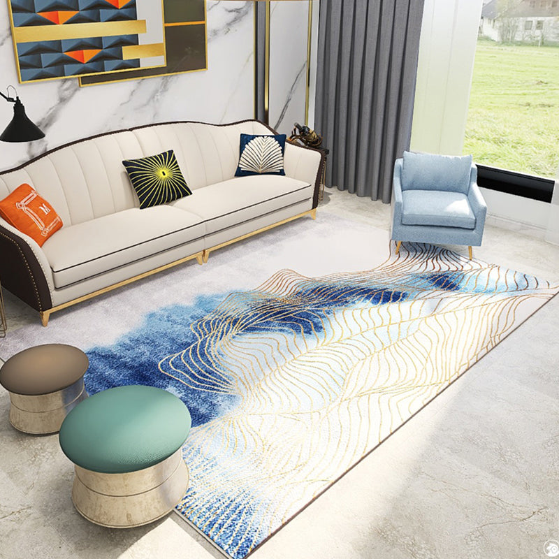 Modern Room Rug Multi Colored Abstract Pattern Rug Polypropylene Non-Slip Pet Friendly Carpet