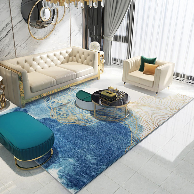 Modern Room Rug Multi Colored Abstract Pattern Rug Polypropylene Non-Slip Pet Friendly Carpet