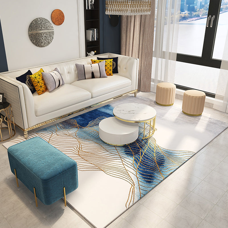 Modern Room Rug Multi Colored Abstract Pattern Rug Polypropylene Non-Slip Pet Friendly Carpet