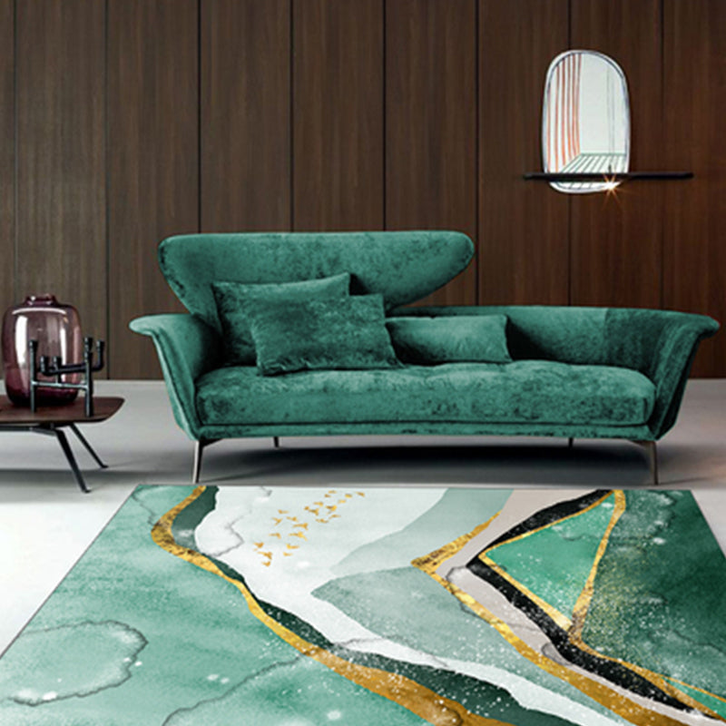 Nordic Living Room Rug Multi Colored Color Blocked Area Carpet Polyster Non-Slip Backing Easy Care Indoor Rug