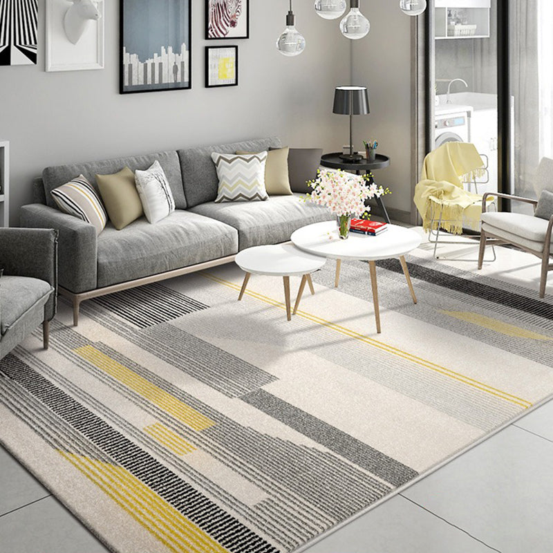 Modern Living Room Rug Multi Colored Geometric Indoor Polyster Non-Slip Backing Easy Care Carpet