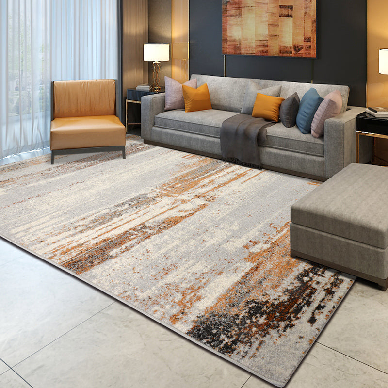 Modern Living Room Rug Multi Colored Geometric Indoor Polyster Non-Slip Backing Easy Care Carpet