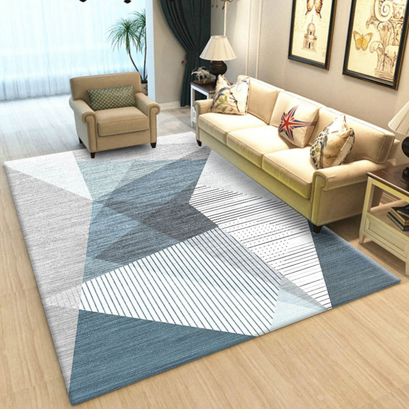 Scandinavian Living Room Rug Multi Color Geometric Pattern Area Carpet Polyster Pet Friendly Easy Care Rug