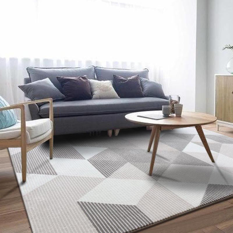 Modern Living Room Rug Multi Color Geometric Printed Indoor Rug Synthetics Non-Slip Backing Pet Friendly Area Carpet