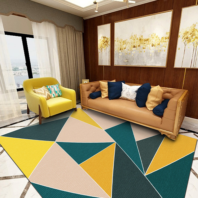 Simple Multi Colored Geo Rug Polypropylene Modern Area Carpet Non-Slip Backing Washable Indoor Rug for Living Room