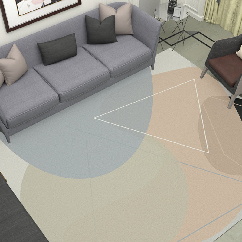 Simple Multi Colored Geo Rug Polypropylene Modern Area Carpet Non-Slip Backing Washable Indoor Rug for Living Room