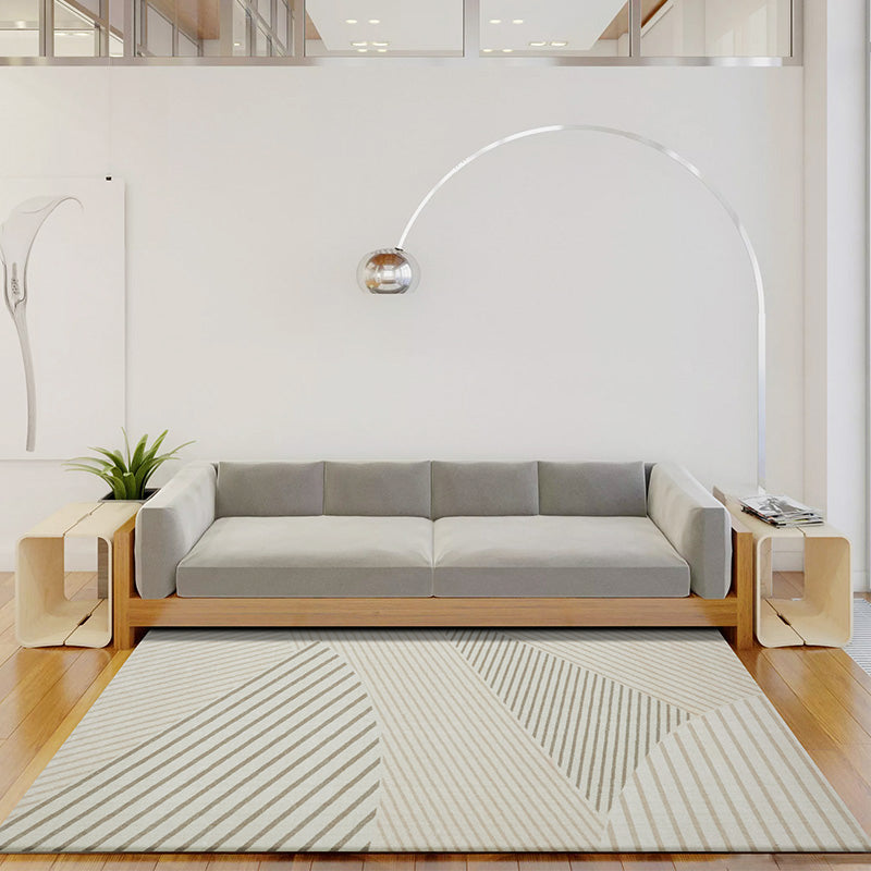 Simple Modern Rug Beige Geometric Patterned Indoor Rug Pet Friendly Stain-Resistant Washable Area Carpet for Living Room