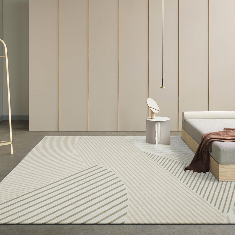 Simple Modern Rug Beige Geometric Patterned Indoor Rug Pet Friendly Stain-Resistant Washable Area Carpet for Living Room