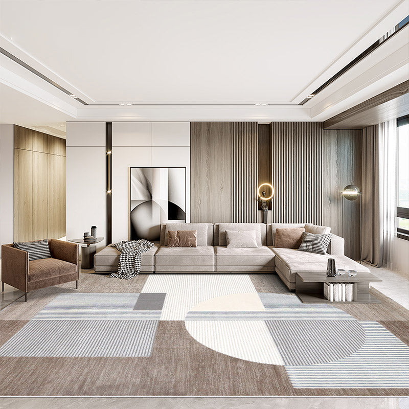 Multi Colored Living Room Rug Nordic Geometric Pattern Indoor Rug Synthetics Easy Care Pet Friendly Area Carpet