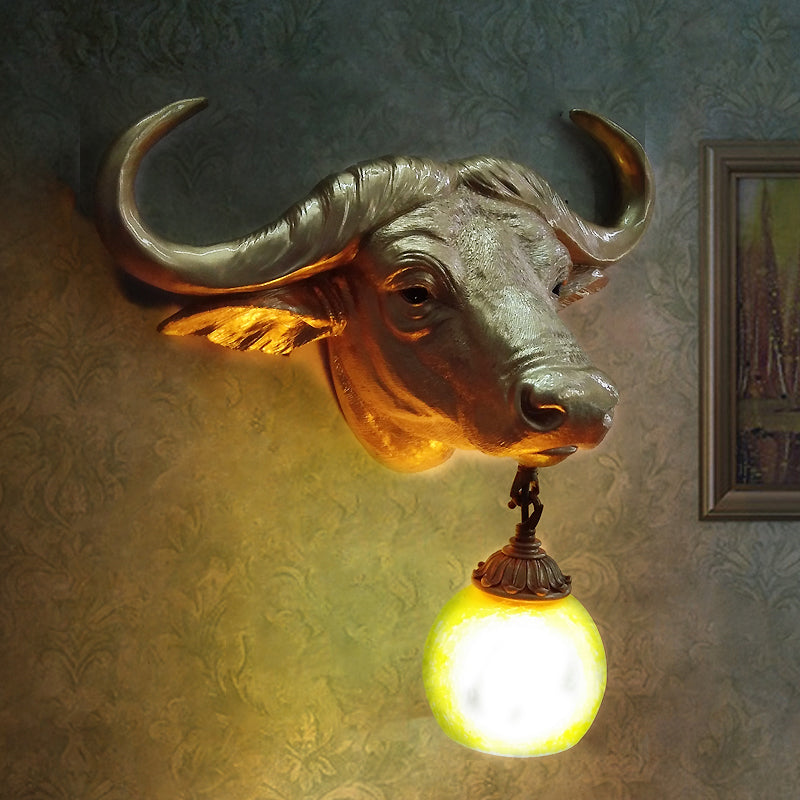 1 Light Wall Lamp Lighting Country Cattle Metal Sconce Light Fixture in Gold with Crystal/Glass Shade