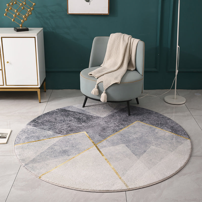 Simple Bedroom Rug Multi Colored Geometric Print Area Rug Synthetics Anti-Slip Backing Easy Care Washable Carpet