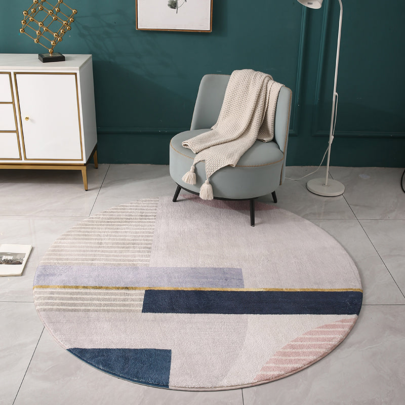 Simple Bedroom Rug Multi Colored Geometric Print Area Rug Synthetics Anti-Slip Backing Easy Care Washable Carpet