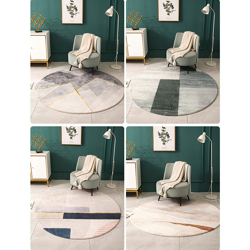 Simple Bedroom Rug Multi Colored Geometric Print Area Rug Synthetics Anti-Slip Backing Easy Care Washable Carpet