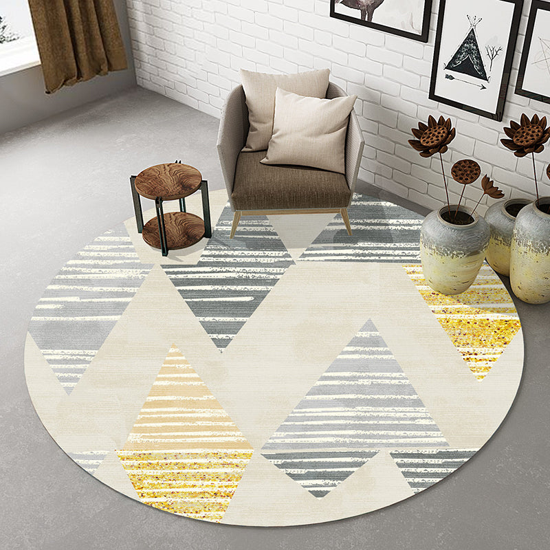Natural Living Room Rug Multi-Colored Abstract Print Indoor Rug Cotton Blend Easy Care Washable Carpet