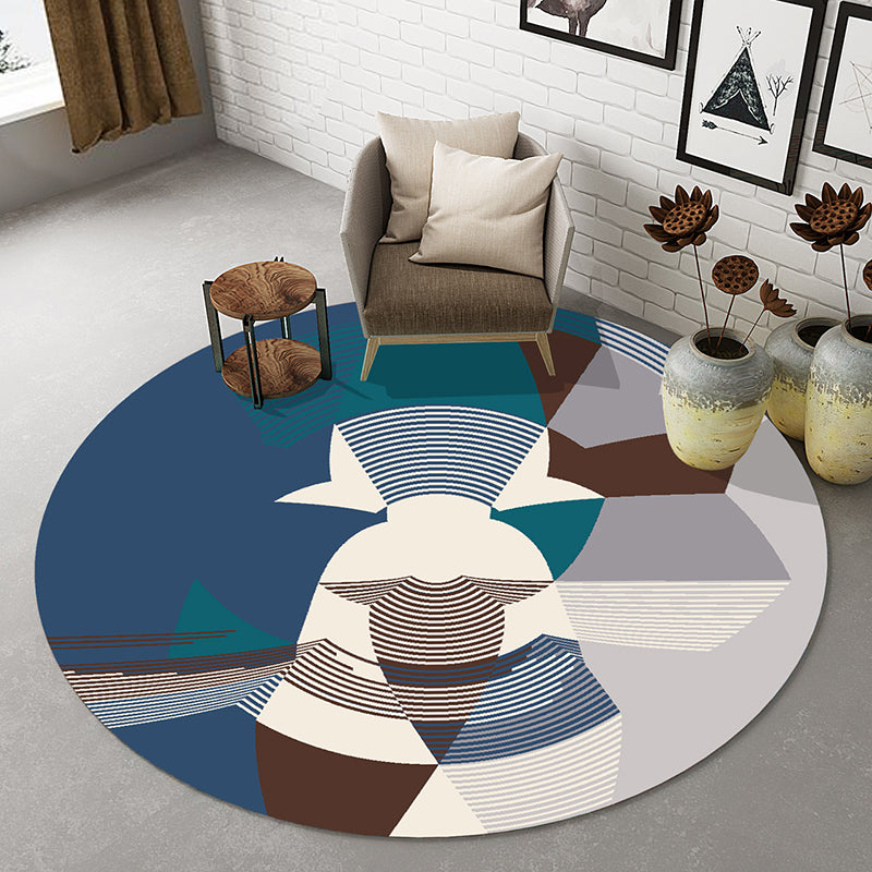 Natural Living Room Rug Multi-Colored Abstract Print Indoor Rug Cotton Blend Easy Care Washable Carpet