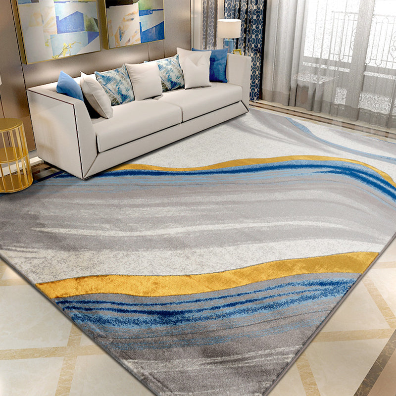 Nordic Bedroom Rug Multi Colored Abstract Pattern Area Carpet Polypropylene Easy Care Washable Rug