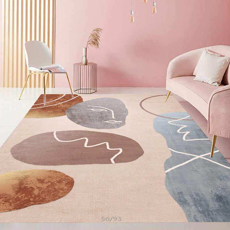 Fancy Color Block Rug Multicolor Cotton Blend Indoor Rug Easy Care Stain-Resistant Washable Area Carpet for Decor