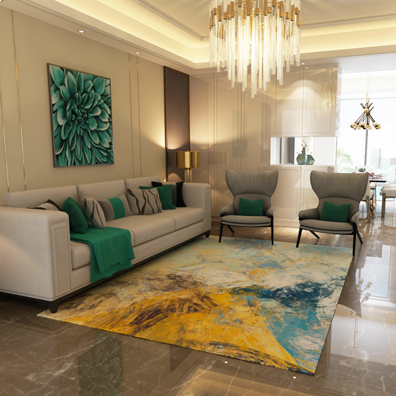 Formeel abstract bedrukt vloerkleed Multi-gekleurde katoenmix Binnentapijt Gemakkelijk te onderhouden Wasbaar vloerkleed voor decoratie