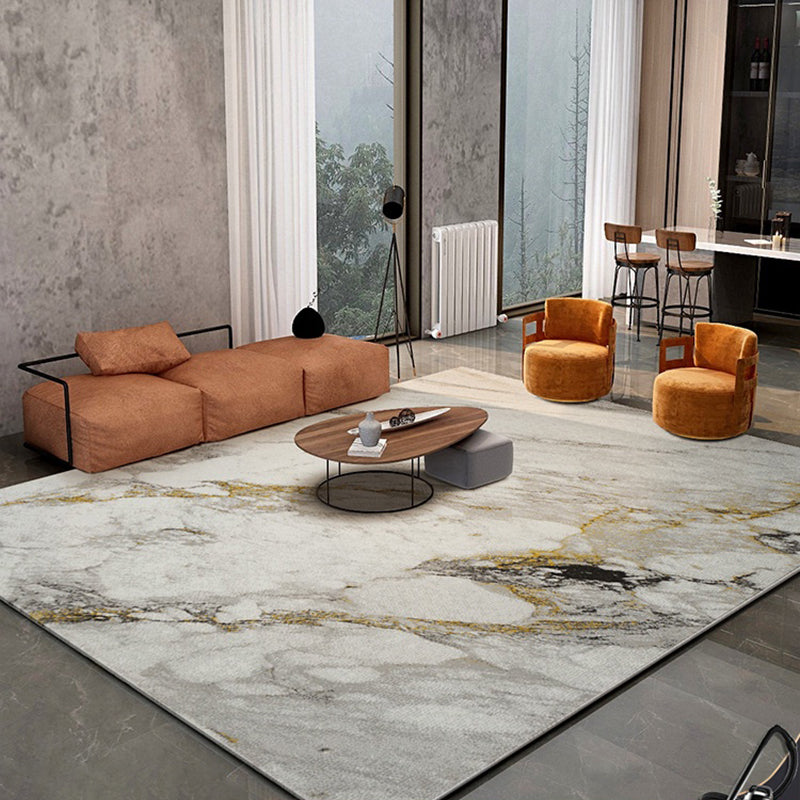 Modern Living Room Rug Multi Color Abstract Printed Area Carpet Cotton Blend Easy Care Stain-Resistant Rug