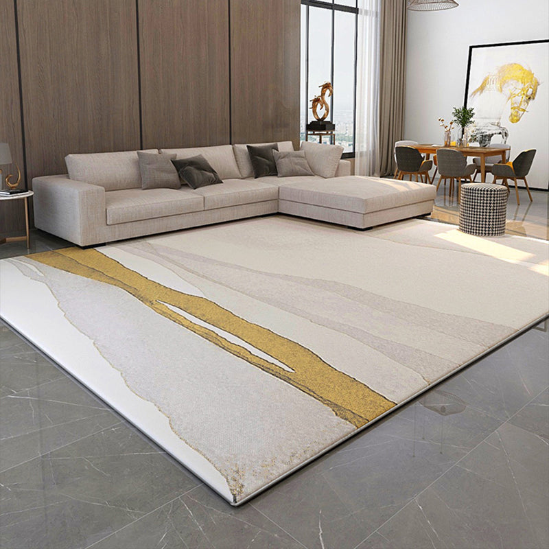 Modern Living Room Rug Multi Color Abstract Printed Area Carpet Cotton Blend Easy Care Stain-Resistant Rug