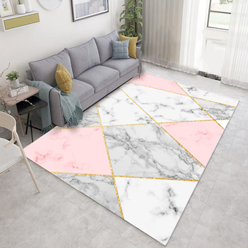 Multicolored Geometric Rug Cotton Blend Contemporary Indoor Rug Easy Care Pet Friendly Carpet for Decoration