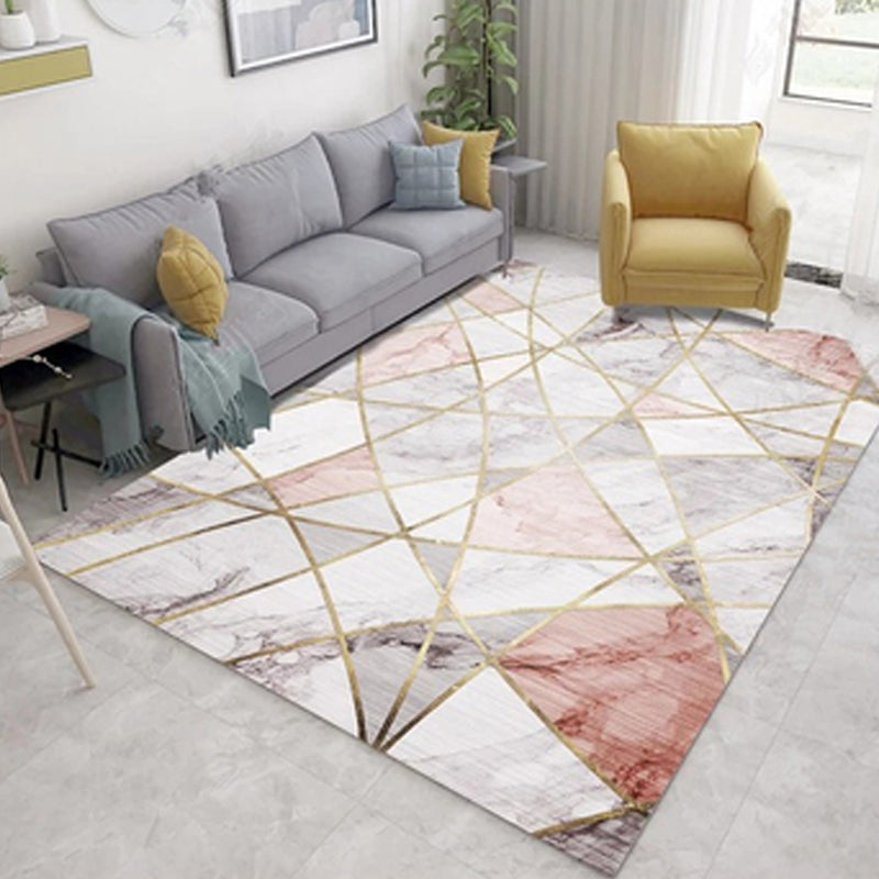 Veelkleurig geometrisch tapijt Katoenmix Eigentijds binnentapijt Gemakkelijk te onderhouden Huisdiervriendelijk tapijt voor decoratie