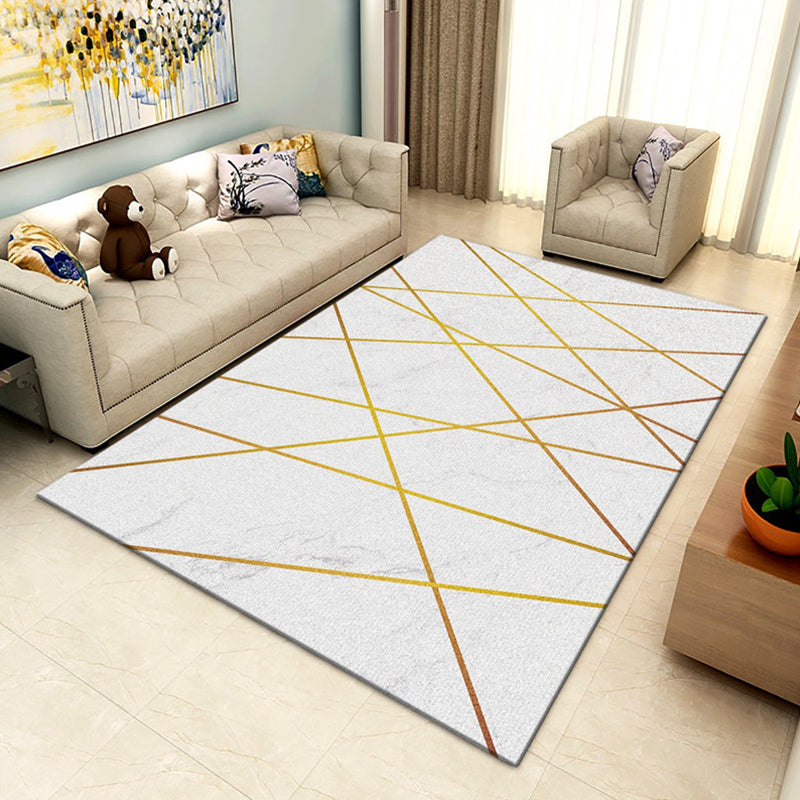 Modern Living Room Rug Multi Colored Geometric Area Rug Cotton Blend Pet Friendly Easy Care Carpet