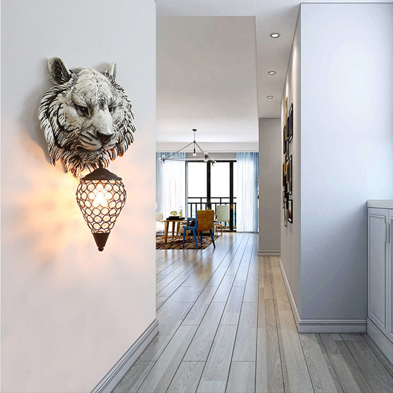 Corridor Tiger Corridor Light Aymat Rustic Rustic 1 Grey Gris Gray Lampe avec une teinte cristalline de larme