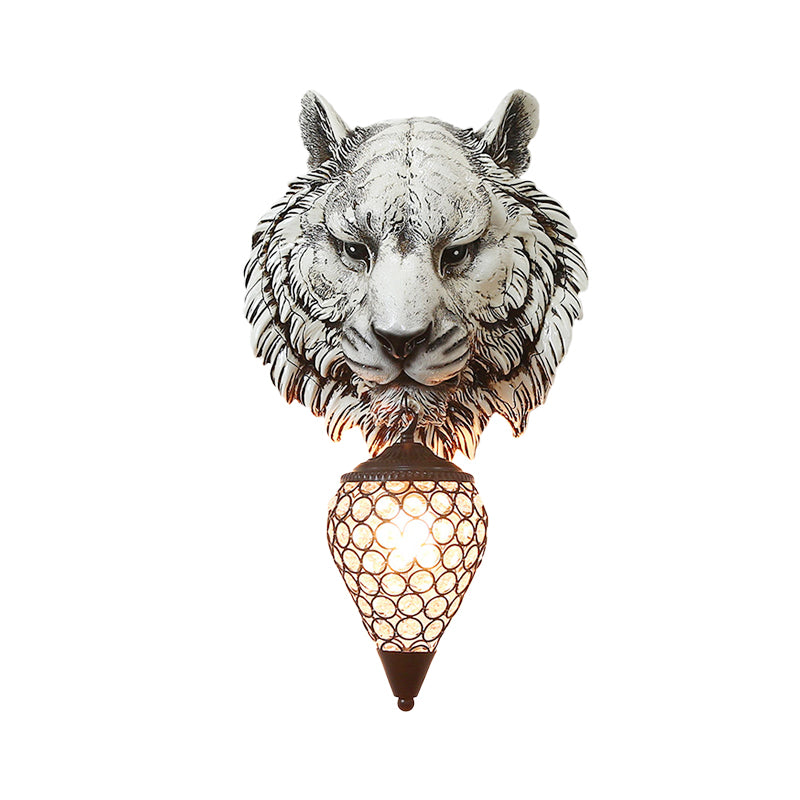 Corridor Tiger Corridor Light Aymat Rustic Rustic 1 Grey Gris Gray Lampe avec une teinte cristalline de larme