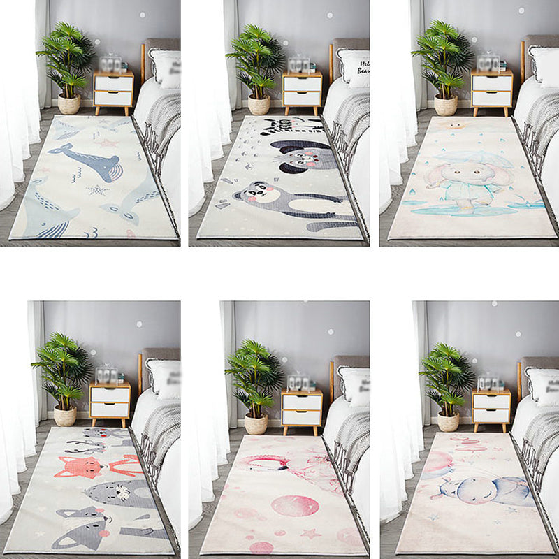 Multi Colored Relaxing Rug Polypropylene Cartoon Print Area Rug Non-Slip Backing Pet Friendly Washable Carpet for Room