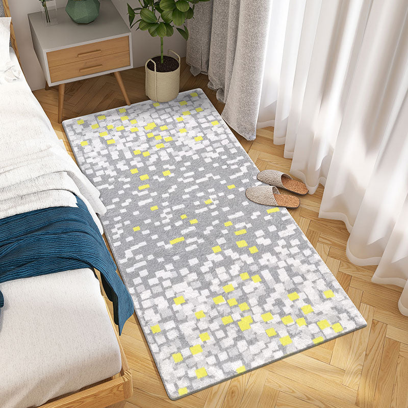 Nordic Bedroom Rug Multi Colored Plaid Printed Area Rug Polyster Non-Slip Backing Pet Friendly Indoor Rug