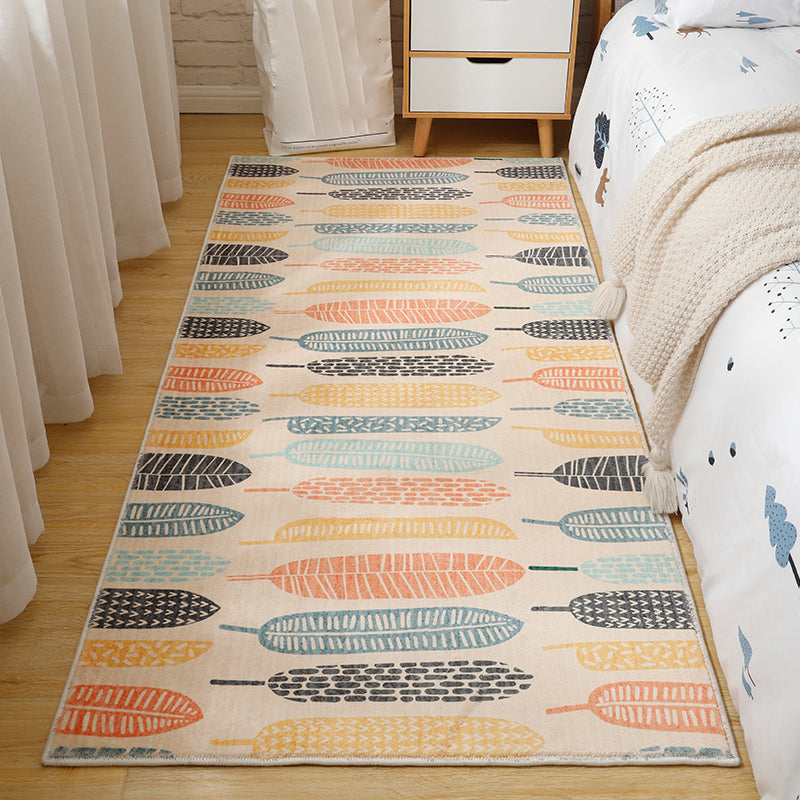 Modern Plant Printed Rug Multi Colored Polyster Indoor Rug Non-Slip Backing Easy Care Area Carpet for Decoration