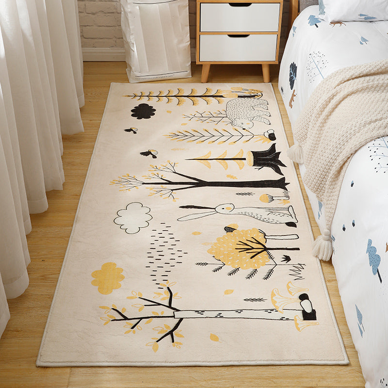 Modern Plant Printed Rug Multi Colored Polyster Indoor Rug Non-Slip Backing Easy Care Area Carpet for Decoration